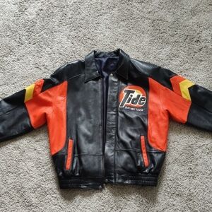 NASCAR Soft Leather Tide Racing Team Winston Cup Jacket Full Zip Snap